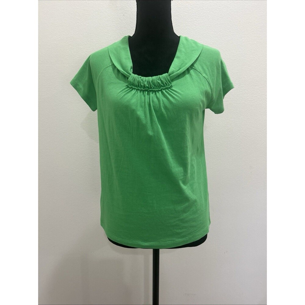 Jones New York Sport Woman Sz S Top Green Short Sleeve Round Neck 100% Cotton